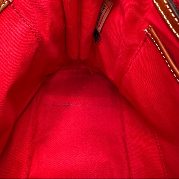 Dooney and Bourke Leather Pebble Grain Zip Zip Satchel Bag Navy Blue Brown - Picture 14 of 14